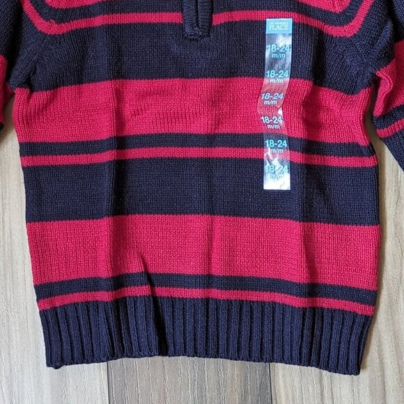 NWT The Children's Place Boys Knit Pullover Sweater Red Striped Cardigan… - Picture 4 of 5